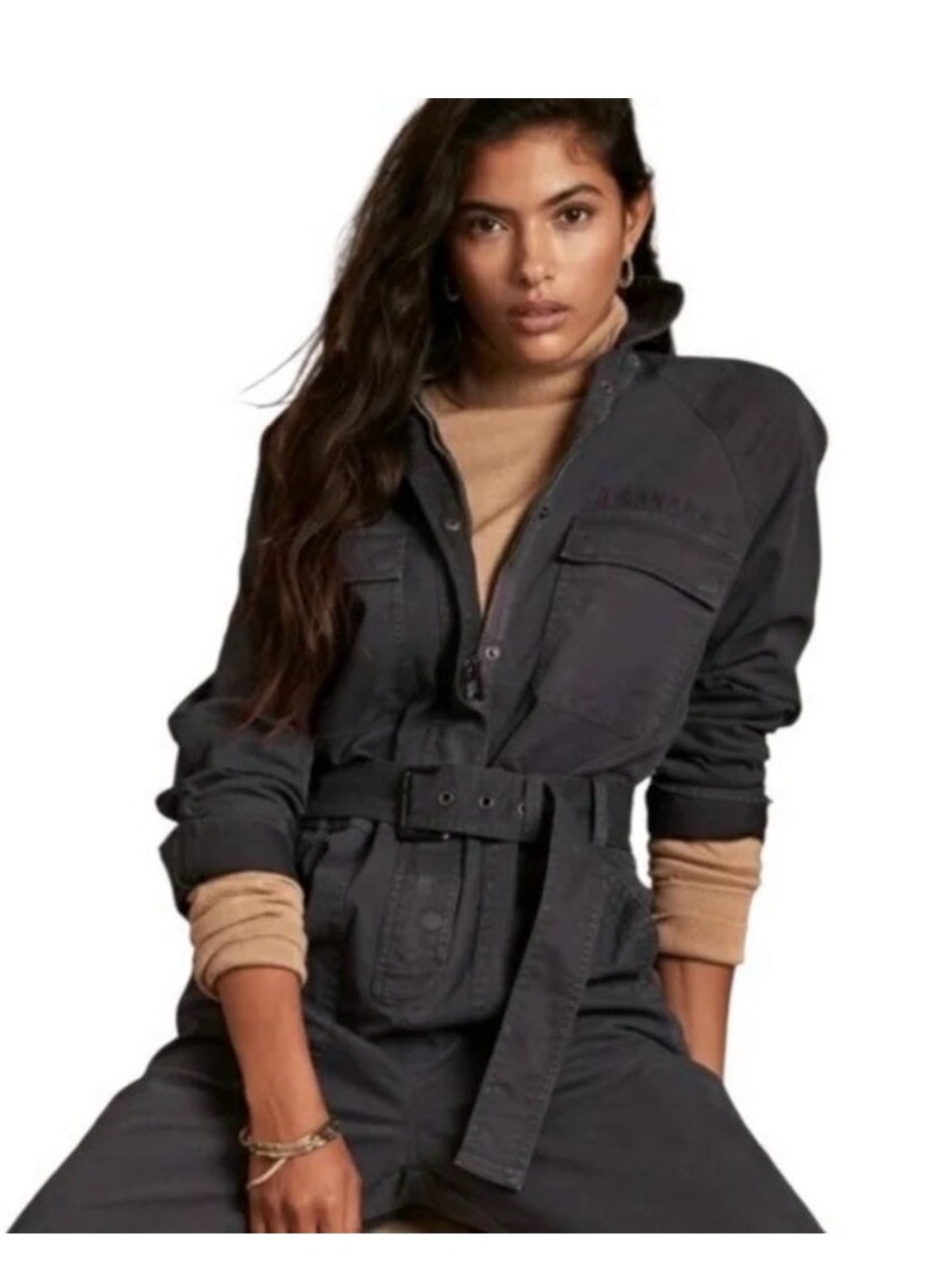 Nana Republic Women's Black Utility Belted Jumpsuit